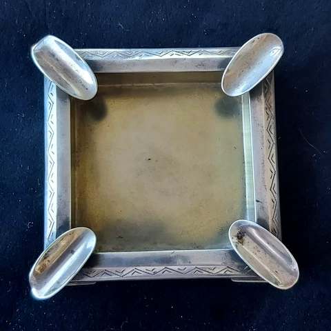 Vintage Hallmarked 925 Solid Sterling Silver Cigarette Ashtray USSR 20-30's 70g Cover