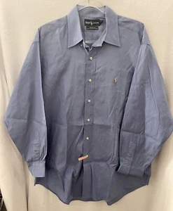 Ralph Lauren Shirt Mens 16.5 33 Blue Yarmouth 100% Cotton Pinpoint Oxford ?Vtg - Picture 1 of 7