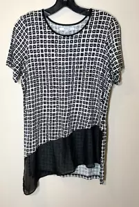REED Top Womens Small Tunic Sheer Short Sleeve Mixed Media Stretch Krakoff - Picture 1 of 7