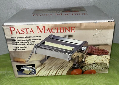 8" Stainless Steel Pasta Maker Noodle Making Machine Dough Cutter Roller +Handle - Image 1 of 4