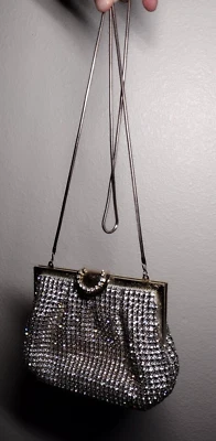 Vintage 70s Rhinestone Bag Bullock's Luxury Crossbody Evening Wear 1970s Metal - Image 1 of 4