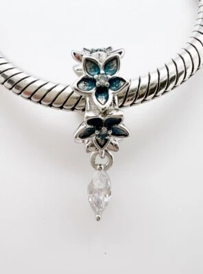 Fuchsia Spacer Charm Bead Flower Floral Summer Genuine 925 Sterling Silver 💖 - Image 1 of 4