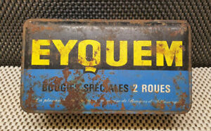 Ancienne Boîte Publicitaire Vide Eyquem Bougies 2 Roues Décoration Garage