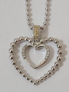 Doppelherzige Form Diamant Halskette Phillip Gavriel Silber N 18 Karat Gold 18 Zoll lang - Bild 1 von 9