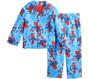 Toddler Boy Marvel Spiderman Mania 2 Pc Long Sleeve Button Up Pajama Set NWT - Picture 1 of 1