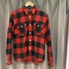 The Flat Head Western Flannel Work Shirt Block Heavy Check Red Black Size 38