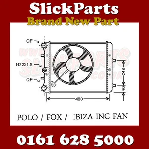 SEAT IBIZA / SKODA FABIA RADIATOR INCLUDING FAN NO AIR CON CARS *NEW* - Picture 1 of 1