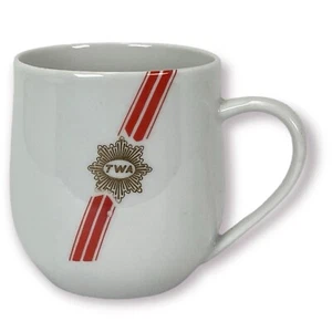 Raqueta de taza de café blanca vintage TWA Trans World Airline 3" Japón - Imagen 1 de 2