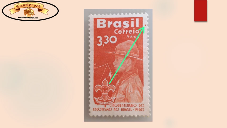 O) 1960 BRASIL, ERROR, BOY SCOUT, SCT C101 3,30 cr naranja, XF Foto 1 de 1