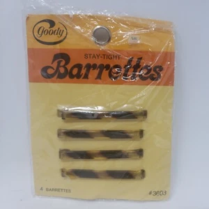 Vintage Goody Stay Tight Barrettes 2 inch Faux Tortoise 4 Pack 1975 #3603 - Picture 1 of 2