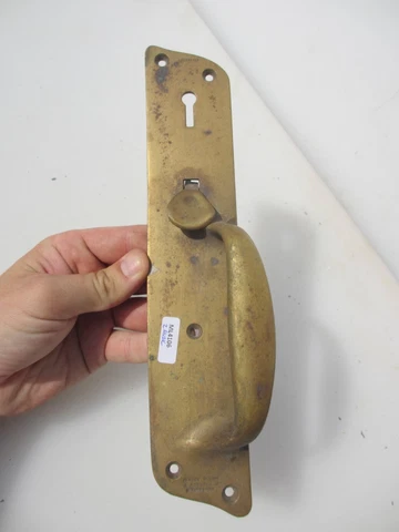 Antique Brass Door Handle Thumb Latch Lock Old Edwardian 1909 Parker Winder Ltd Cover