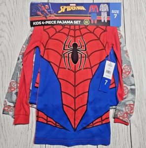 ! Marvel Spider-Man Glow in the Dark 4-Piece Pajama Set Kids Sz 7 Spiderman NEW! - Picture 1 of 7