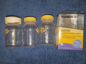 MEDELA - CALMA BREASTMILK FEEDING REPLACEMENT NIPPLE. BPA FREE, Plus 3 Bottles - Picture 1 of 4