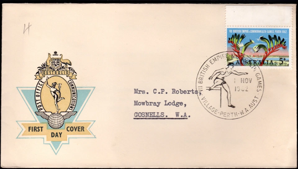 DEPORTE 1962 Perth Commonwealth Games Australia Hermes Cubierta Atletismo Salto de Alta Foto 1 de 1