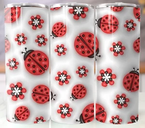 Ladybug Theme Tumbler 20oz Stainless Steel Red Black Polka Dot Insect Lover Gift - Picture 1 of 8
