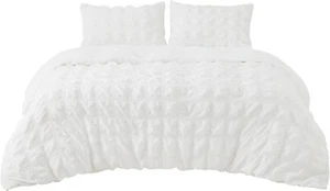 Bedsure Duvet Cover Set Seersucker White Full / Queen Size 3 Pc. Set - Picture 1 of 7