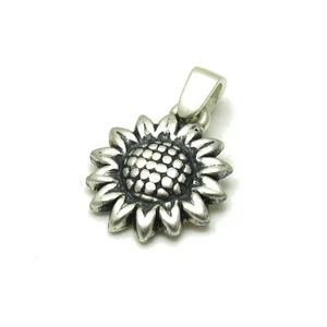 Genuine Sterling Silver Pendant Charm Sunflower Solid Hallmarked 925 Handmade - Picture 1 of 2