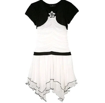 IZ AMY BYER Niñas BLANCO Y NEGRO NAVIDAD EMBELLECIDO VESTIDO DE VACACIONES Talla 8 ¡NUEVO!! Foto 1 de 4