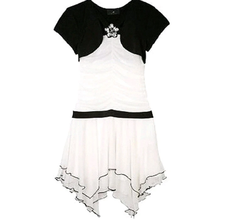 VESTIDO DE FÉRIAS IZ AMY BYER meninas preto e branco enfeitado de natal tamanho 8 NOVO!! - Imagem 1 de 4