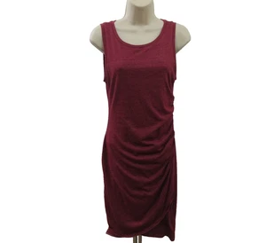 Leith Dress Size Small Burgundy Red Ruched Side Pullover Knee Length Knit Tank - Picture 1 of 7