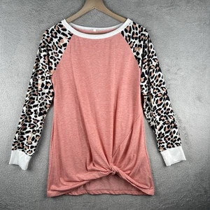 Women’s Blouse Knot Front Cheetah Animal Print Long Sleeve Size Small - Picture 1 of 7