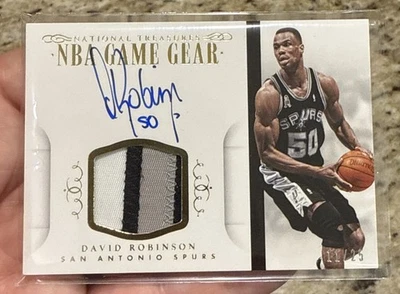 David Robinson 2014-15 National Treasures NBA Game Gear Auto Patch 11/25 - Image 1 of 3