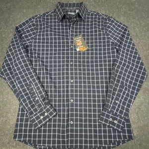 Van Heusen Stain Shield LS Button Up Shirt Check Men's M 15-15.5 Slim Fit - Picture 1 of 7