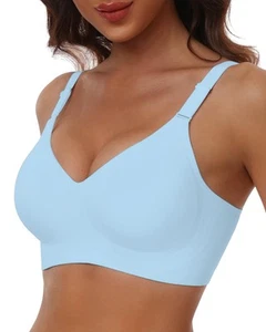 Plus Size Bras for Women Wirefree T Shirt Bras for Women Full Coverage(Sky Bl... - Picture 1 of 7
