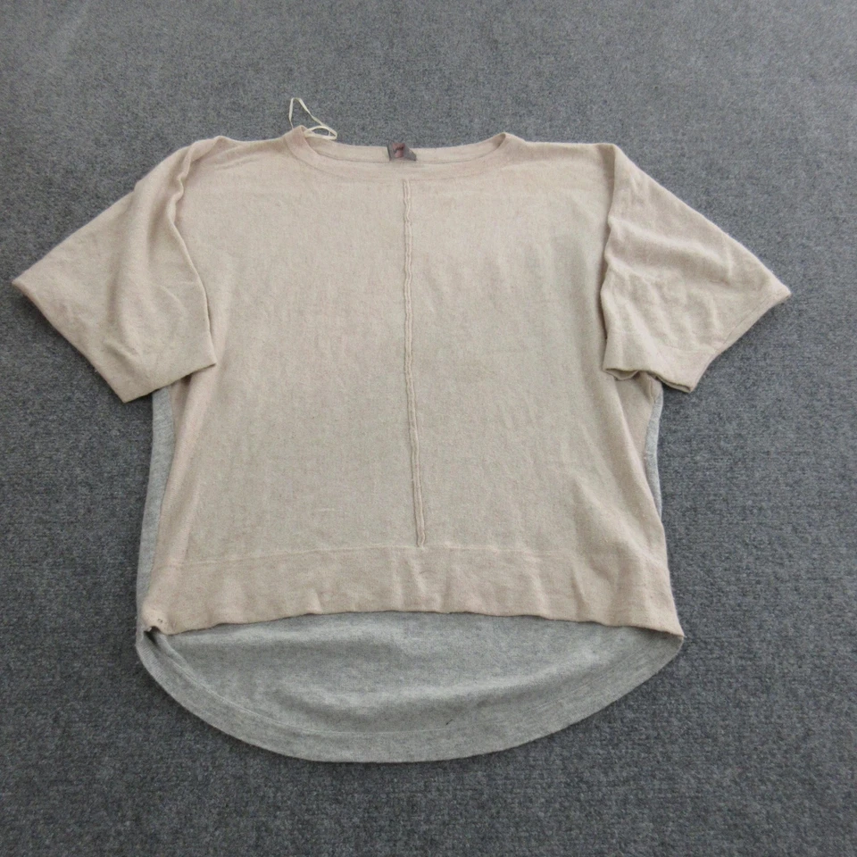 Suéter Phase Eight Mujer Grande Beige Gris Manga Corta Mezcla Cachemira Alto Bajo Foto 1 de 4