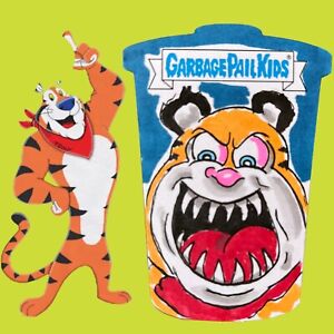 GARBAGE PAIL KIDS at Play Shaped Color SKETCH card SCHERES EVIL Tony The Tiger