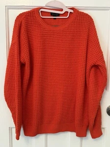 Topshop Knitted Orange mesh jumper top UK 10 - Picture 1 of 10