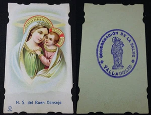 ANTIGUA ESTAMPA NUESTRA SEÑORA DEL BUEN CONSEJO CON EL SELLO CONGREGACION CC1212 - Picture 1 of 3
