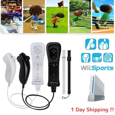 Built-in Motion Plus Wii Remote Nunchuck For Nintendo Wii Wii U Controller US - Image 1 of 4