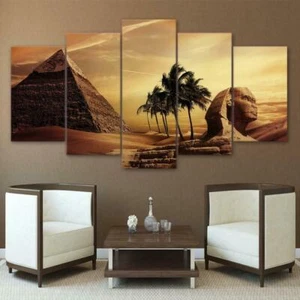 Egyptian Pyramid Sphinx Canvas Prints Painting Wall Art Home Decor Picture 5PCS - Picture 1 of 3