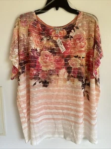 Dress barn Women Top Flower 2X Short Sleeves - Picture 1 of 6
