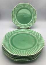 Antique Edwin M Knowles Marion 6 piece 9" dinner plate green depression era