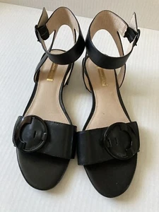 🎄Louise et Cie Leather Sandals Black Size 7.5 M - Picture 1 of 12
