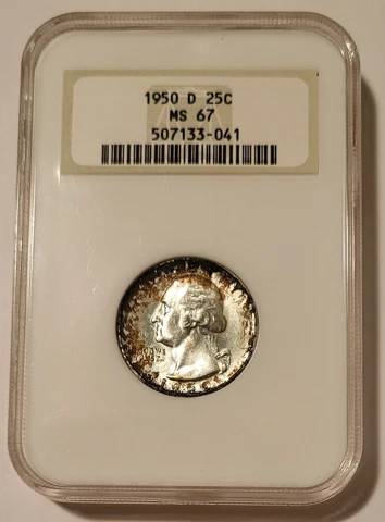 1950 D Washington Quarter MS67 NGC OH Toning Cover