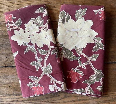 2 Eddie Bauer Home Pillow Shams Standard 30”x 24” Burgundy Lt Yellow Green Tan - Image 1 of 4