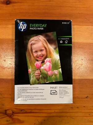hp everyday photo paper semi glossy 100 pc 10x15 cm 4x6 in inkjet sealed eco new - Image 1 of 2