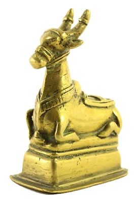 = Antique 18th C. Mughal India Bronze Figure of Nandi, The Holy Bull of Shiva - Image 1 of 4