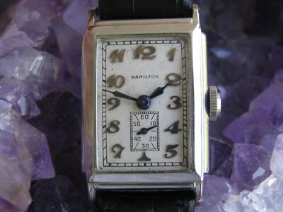 Часы наручные ар-деко Hamilton ANDREWS винтажные из чистого 14-каратного белого золота - Изображение 1 из 4
