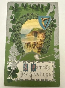 Postal de saludos del día de San Patricio paisaje irlandés sin usar - Imagen 1 de 2