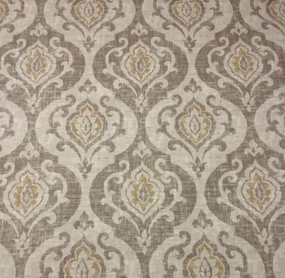 BALLARD DESIGNS ARRYANNA TAUPE GRAY DAMASK BASKETWEAVE FABRIC BY THE YARD 54"W - Image 1 of 4