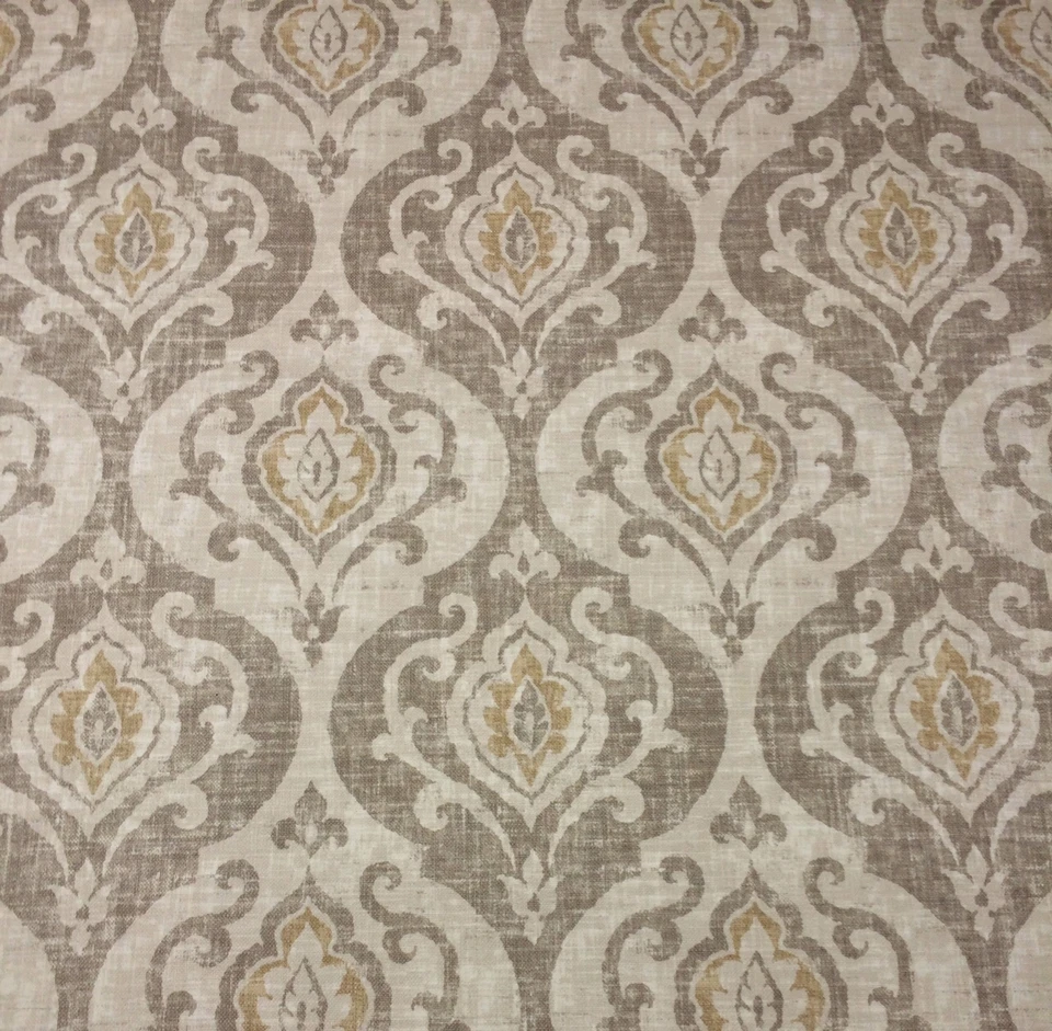 Ballard Designs Arryanna Taupe Gray Damask Basketweave Fabric by The Yard 54"w