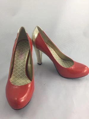 oh Deer! Serena Red Pumps Heels Shoes 4" Metallic Heel Patent Leather Size 6M - Image 1 of 4