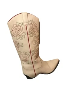 Weißer Cowboy mit roten Blumen, grüne Blätter Damengröße 7, EU 37 Made in Spain " - Bild 1 von 16