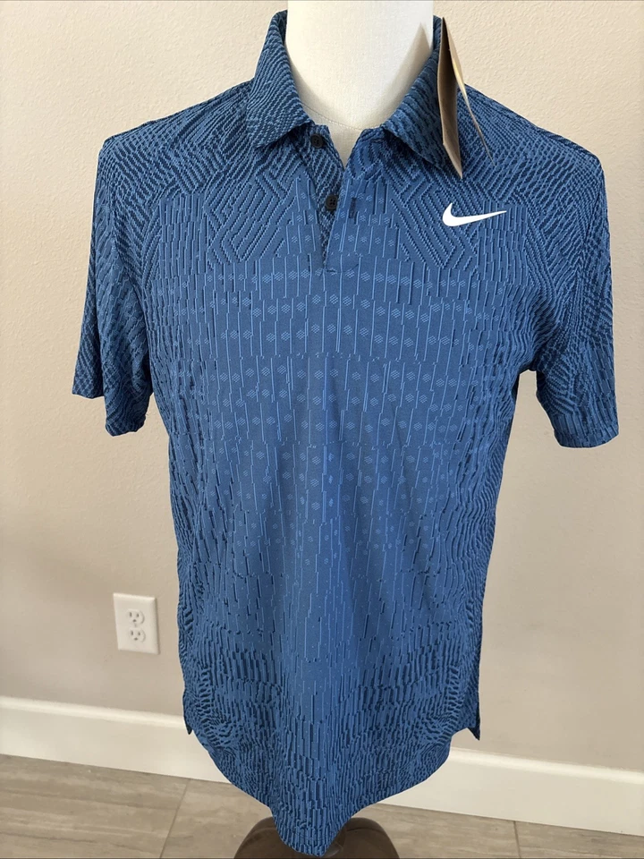 Nike DRI-Fit ADV Golf Polo Abstract Pattern Size XL FD5731-402 Blue
