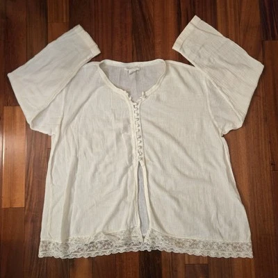 Vintage Women's L 90s Victoria Secret Country Quality Cottons Ivory Linen Light - Image 1 of 4