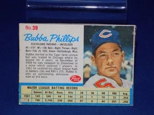 1962 Post #39 Bubba Phillips ( Cleveland Indians ) Hand Cut ( Free Shipping ) - Picture 1 of 1